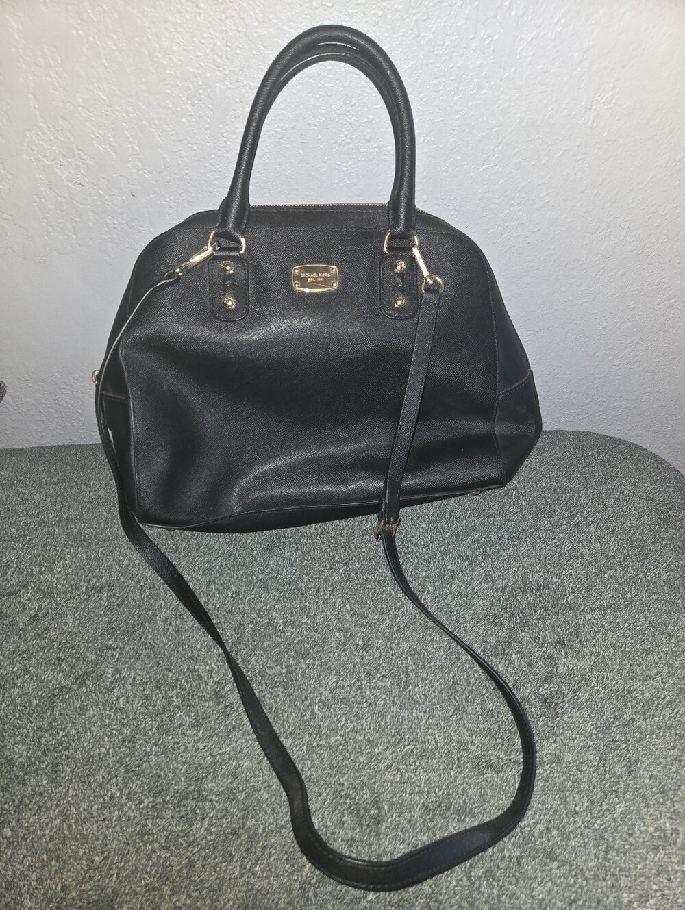 Michael Kors Black Saffiano leather dome satchel